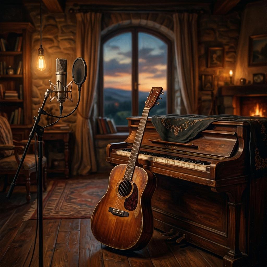 Guitar and piano, warm and cinematic voc