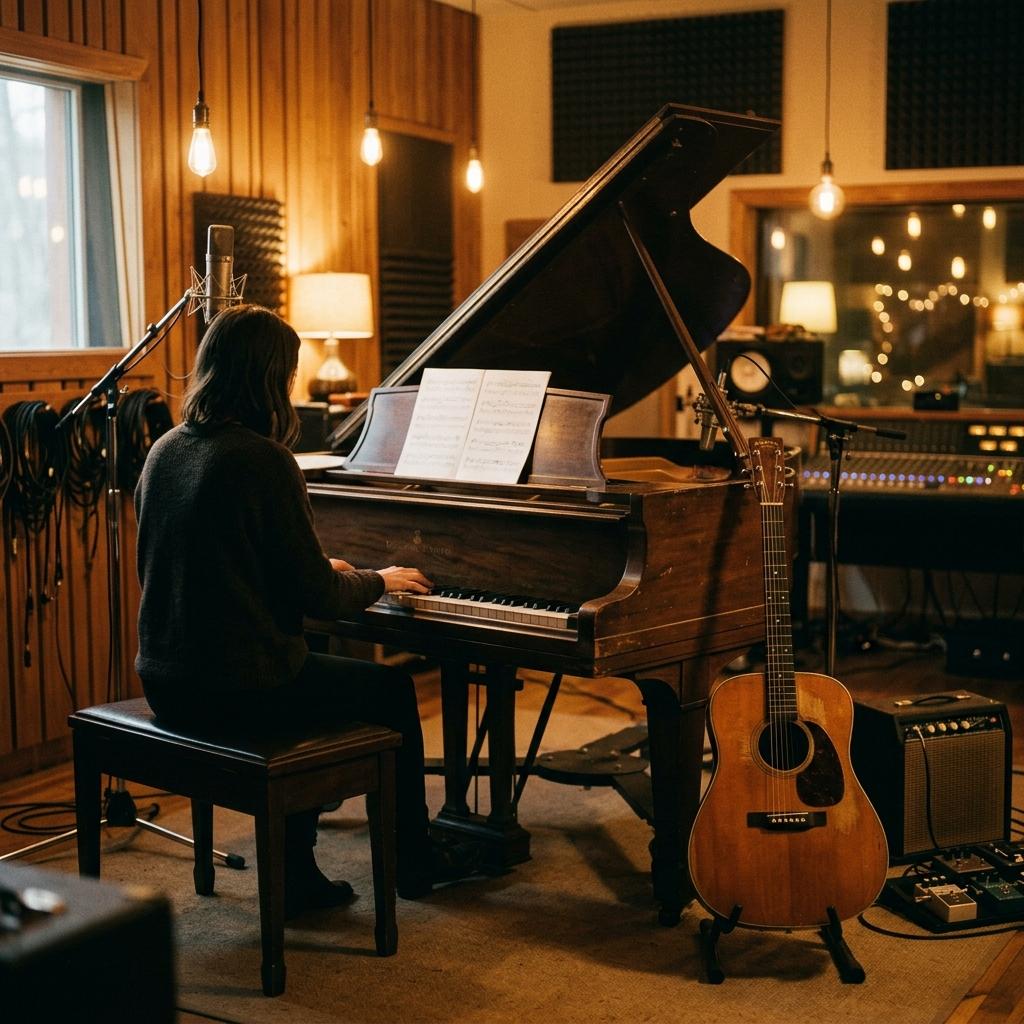 Guitar and piano, warm and cinematic stu