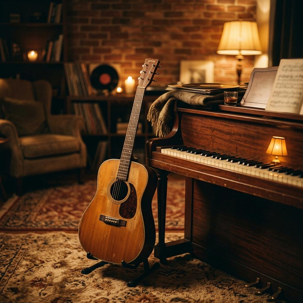 Guitar and piano, warm and cinematic
